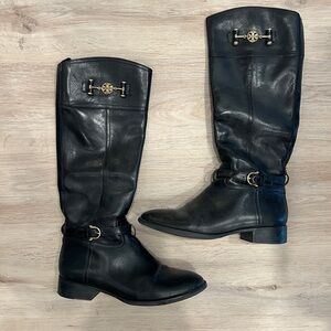 Tory Burch Black Leather Riding Boots